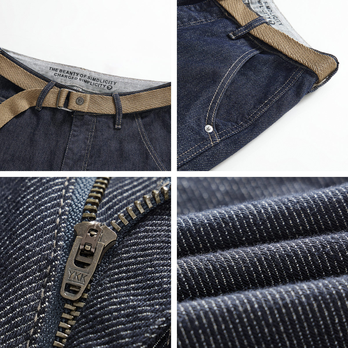 Momeck simple straight-leg denim pants for men 2024 autumn Edition with belt decoration Men's casual trousers 97110 Application Scenario