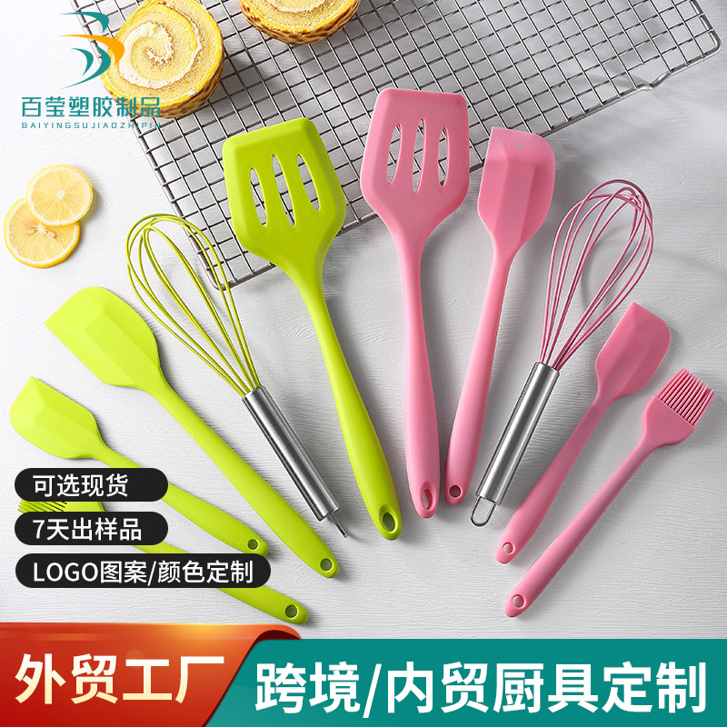 定制硅胶厨具套装刮刀5件套 烘焙厨具硅胶铲油刷打蛋器 烹饪勺铲02362