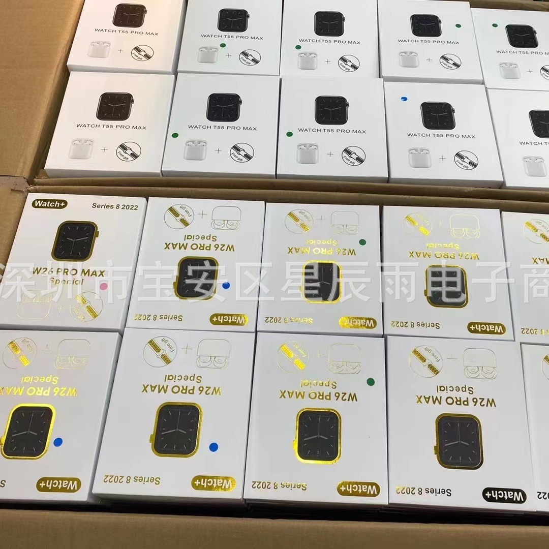 T55promax W26promax智能手表蓝牙耳机二合一双表带通话跨境工厂