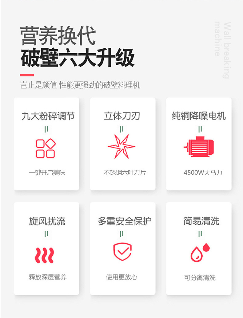 破壁机多功能家用大容量豆浆机辅食搅拌料理机研磨机果蔬榨汁机2L详情2