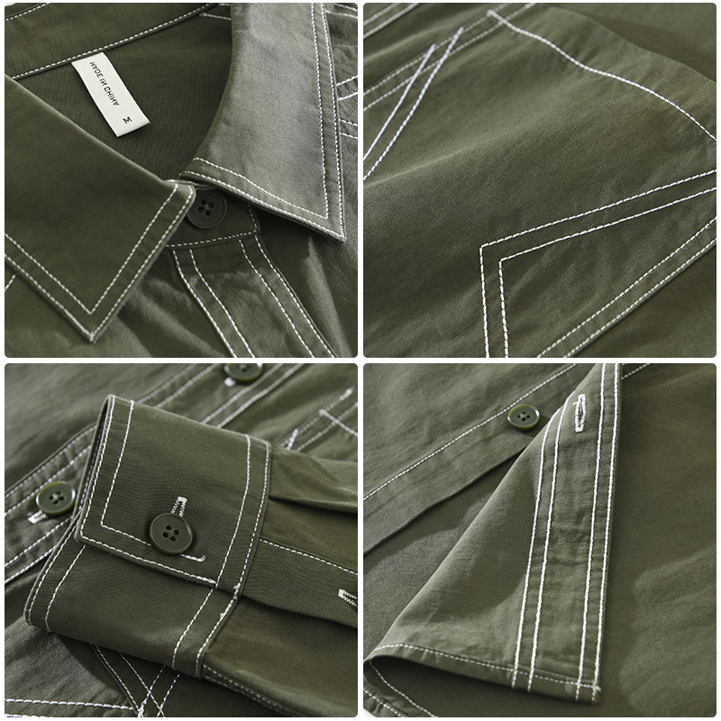 7299 Men's Japanese-style workwear long-sleeved shirt, fashionable and versatile men's casual and artistic loose top, one-piece consignment Application Scenario