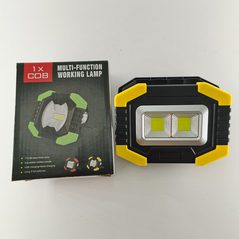 Cross-border double-head COB lights, construction site lighting fixtures, camping tent floodlights, street stall night market lights, emergency portable lights Application Scenario