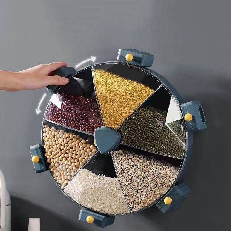 Compass grain storage box Windmill type non-punching rotary rice drum household wall hanging moisture-proof and insect-proof rice tank Application Scenario