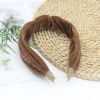 Cross-border autumn and winter new velvet headband, wide-edge sponge hairband, solid-color hairpin headwear, popular French coffee-colored hair accessory Specification image