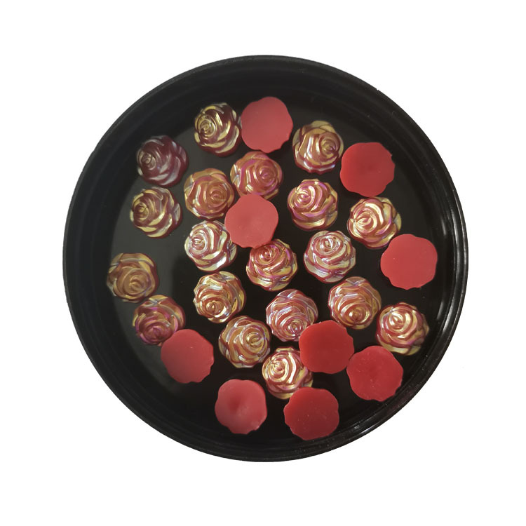 Big red AB color accessory V254abs imitation pearl 12mm slanted rose flower manufacturer sells clothing accessories details Picture