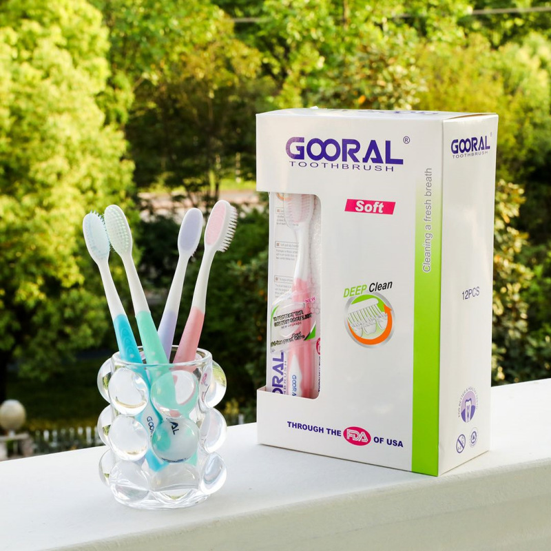 GOORAL软毛牙刷12支家庭装家用成人情侣款女士细毛大人女生学生