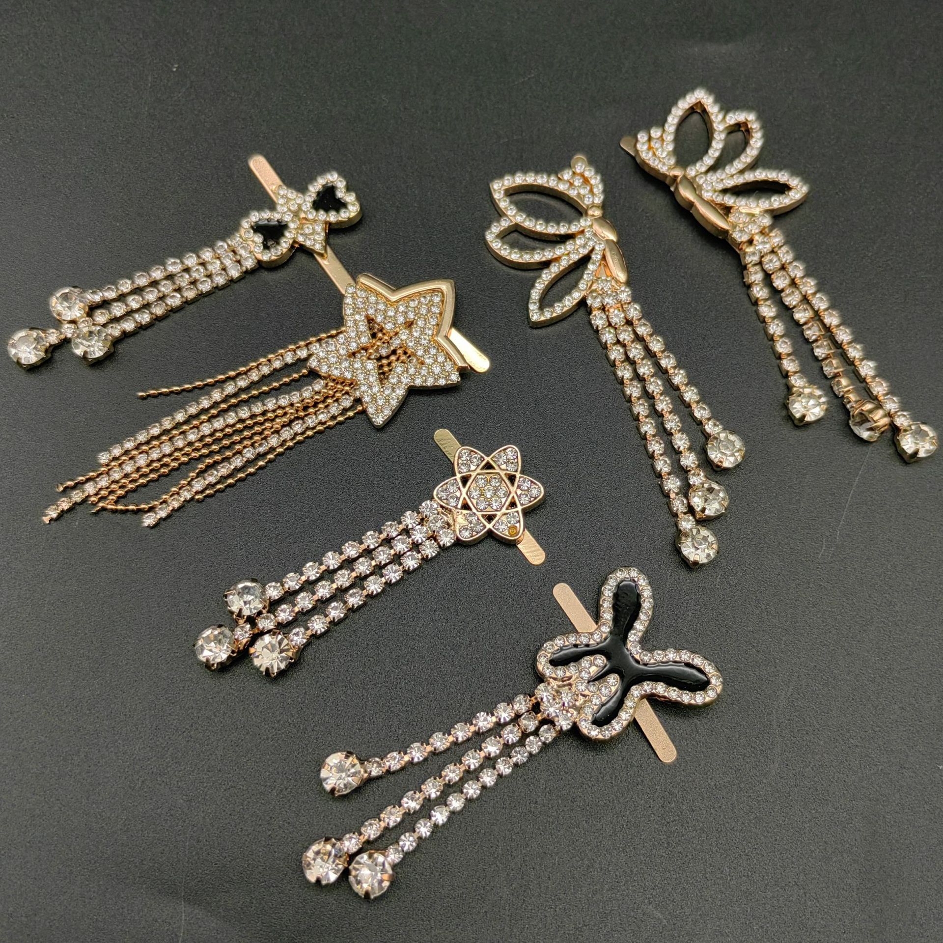 Wholesale Metal Tassel Shoe Accessories Diamond Chain Shoe Buckle Burn Welding Buckle Shoes Flower High Heels Clothes Bag Diy Accessories details Picture