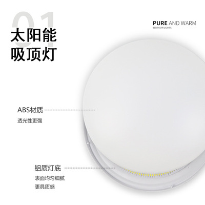 Cross-border exclusive LED solar ceiling light, Amazon indoor smart light-controlled sensor corridor, balcony and living room light Specification image