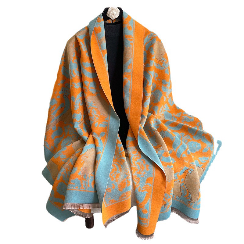 New Graffiti Bird Scarf Female Autumn And Winter Fashion Everything With Imitation Cashmere Scarf With Warm Air Conditioning Shawls Item Picture