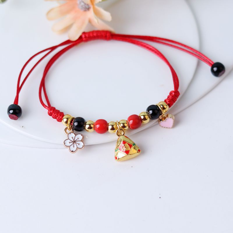 Breadtree Wholesale New Boudoir Hand Braided Rope Fashion Cartoon Pendant Bracelet Students String Hand Jewelry Gifts Specification drawing