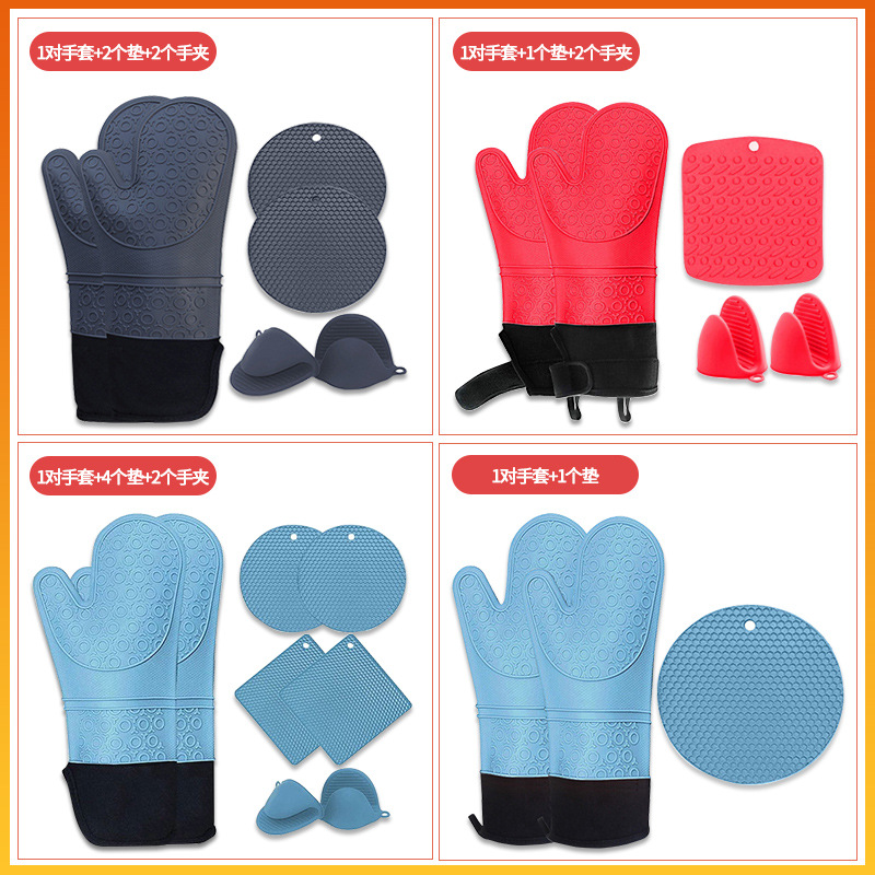 New silicone gloves round placemat set Placemat hand clamp silicone gloves microwave oven gloves kitchen