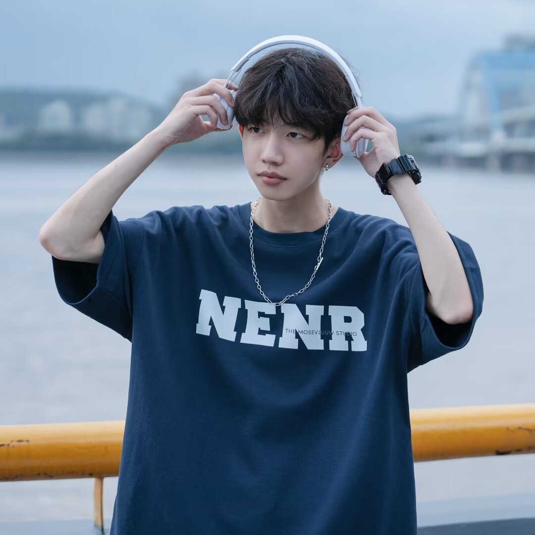 Summer pure cotton short-sleeved T-shirt for boys, 2024 new style for junior high school and senior high school students, cool men's wear details Picture