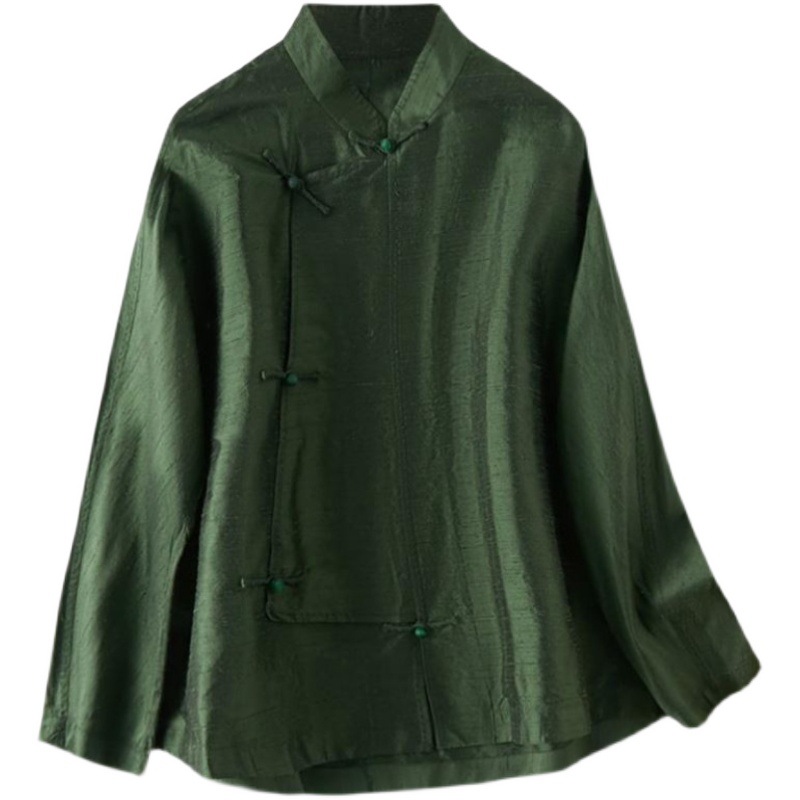 New Chinese Niche Design Shirt Chinese Style Retro Art Cardigan Disc Buckle Long Sleeve Blouse Women's Autumn Shirt Item Picture
