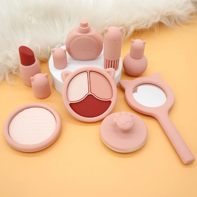 Cross-border new silicone children's dressing toy table, makeup set, girl simulation cosmetics, play house toy thumbnail