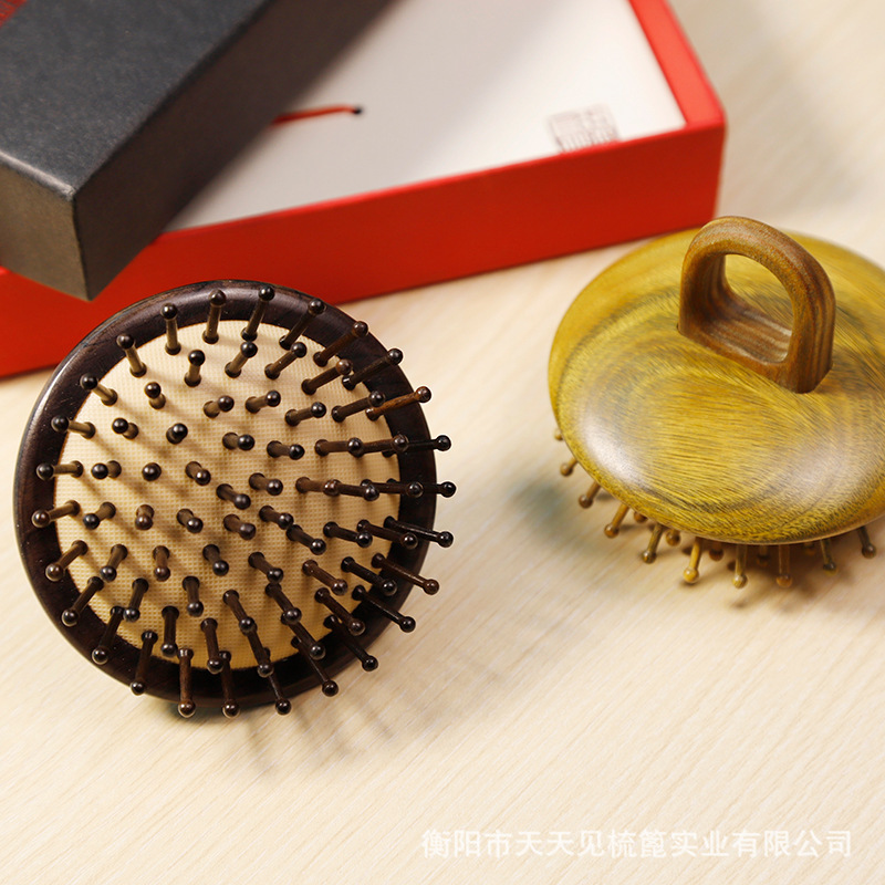 天天见 绿檀木梳整木巴拉圭南美绿檀长手柄檀木梳