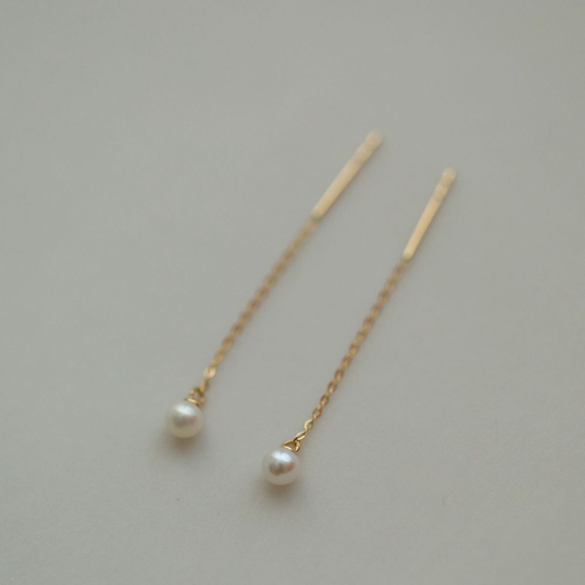 S925 Silver plated with 14K gold - Minimalist and gentle - beaded pearls - Exquisite ear thread earrings - Simple and everyday - romantic