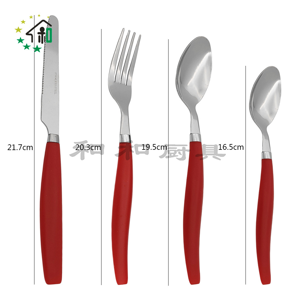 Colorful Handle Stainless Steel Knife, Fork And Spoon 24-Piece Steak Western Knife Dessert Spoon Set Cutlery Item Picture