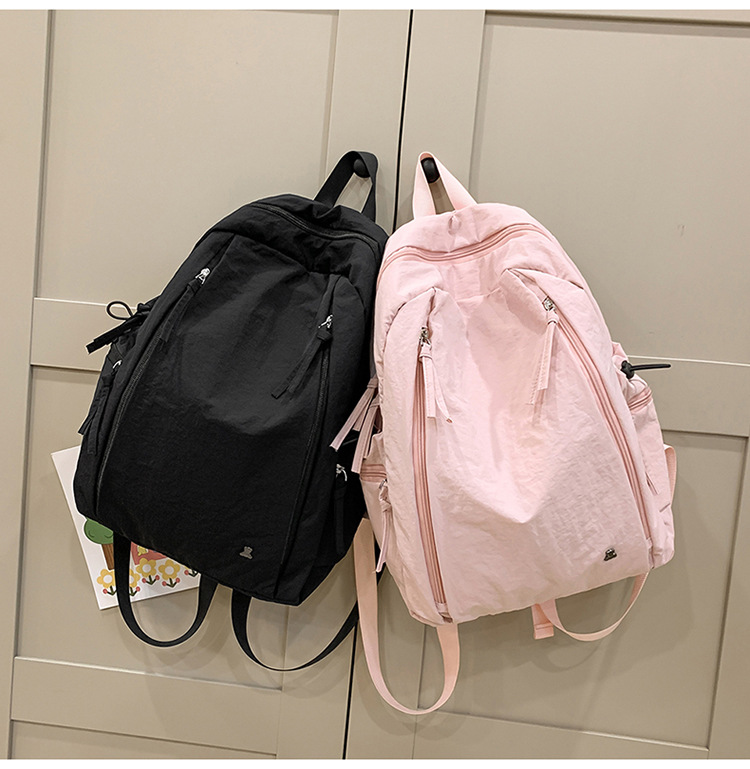 Female lightweight backpack for junior and senior high school students, Japanese-style casual schoolbag. Female college students, simple solid-color backpack. Female school style pic 20