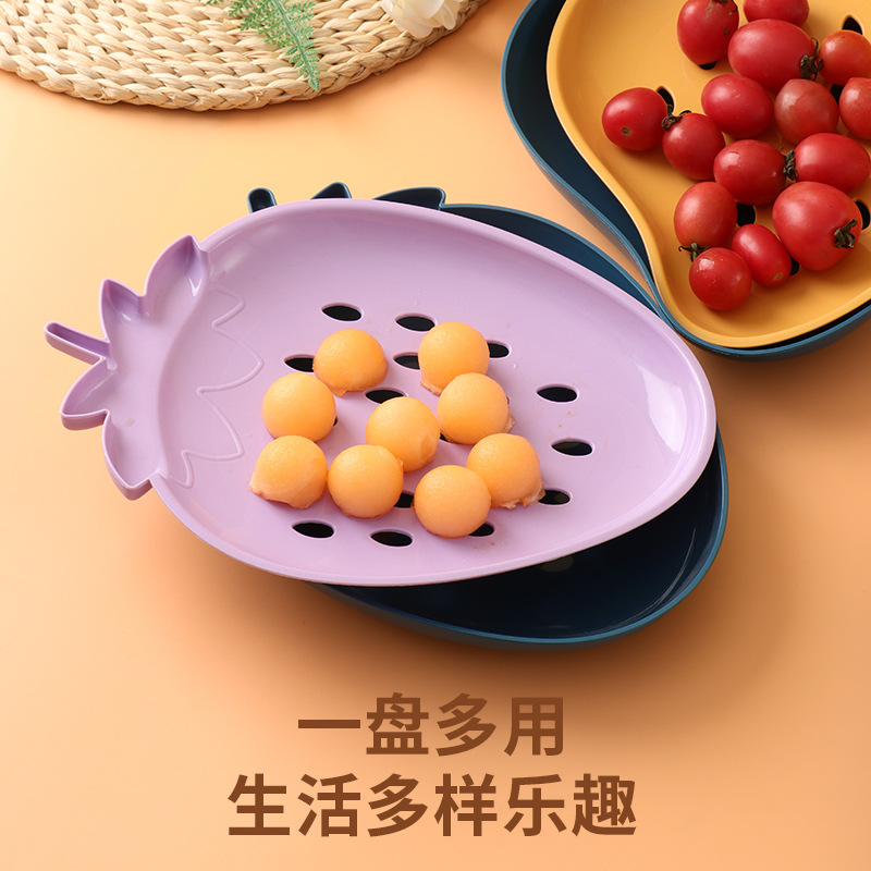Creative Cute Plastic Fruit Tray Household Living Room Snack Dish Multi-Purpose Double Drain Rack Dessert Cake Dried Fruit Plate Application Scenario