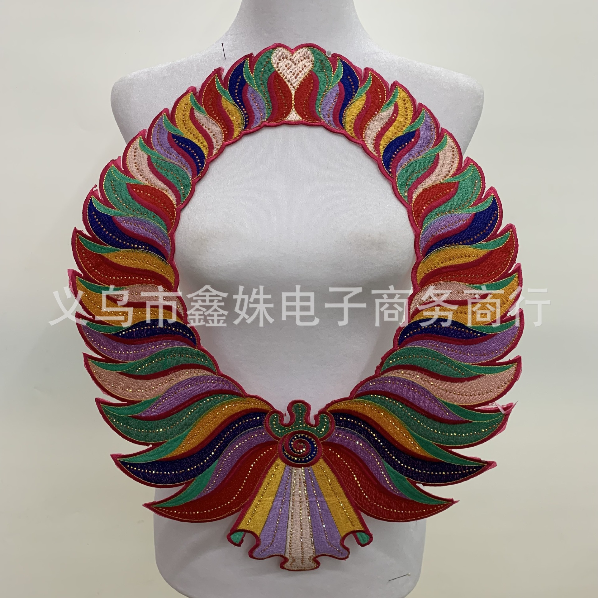 Mixed-color ethnic embroidery embossed beaded fabric pasted stage set accessories cheongsam decoration pasted large embossed diamond patch pasted