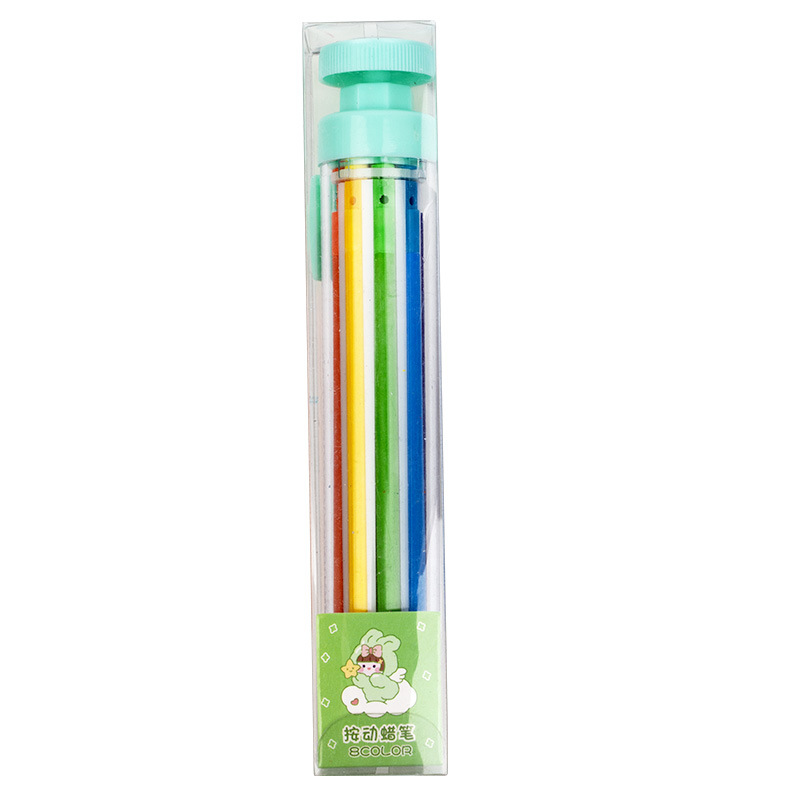 Chendi Stationery Art Rotary Crayon Non-Dirty Hand Crayon Wholesale 8 In 1 Rotary Multi-Color Crayon For Kids Plastic 8-Color Push Crayon Item Picture