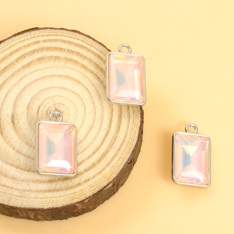 摩卡长方形玻璃水晶合金吊坠 马卡龙DIY饰品配件项链耳饰手链挂件详情7