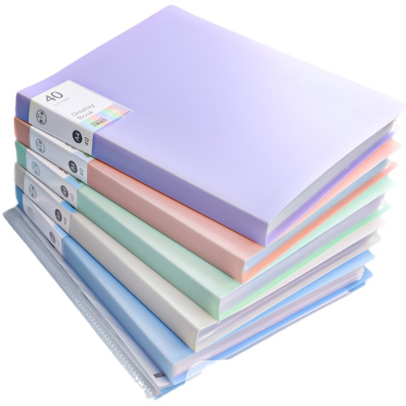 A4 document book, Morandi color insert page folder, transparent storage book, archive book, test paper collection book folder Item Picture