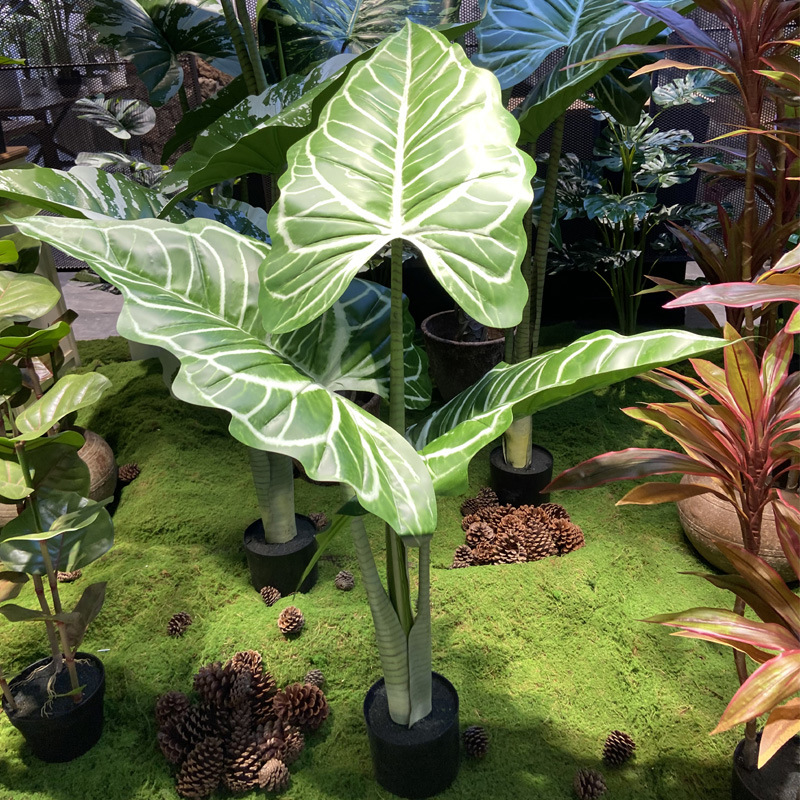 北欧风仿真植物盆栽PU杆滴水观音帝王花烛大叶子造景装饰绿植摆件