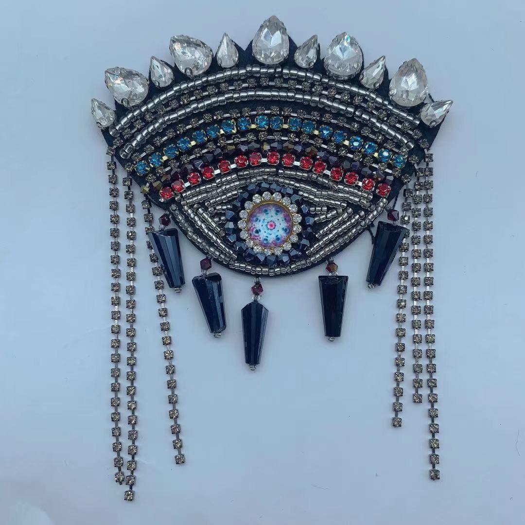 Manufacturers Supply Hand-Nailed Bead Heavy Industry Tassel Pendant Eyes Eye Cloth Clothing Decorative Patches