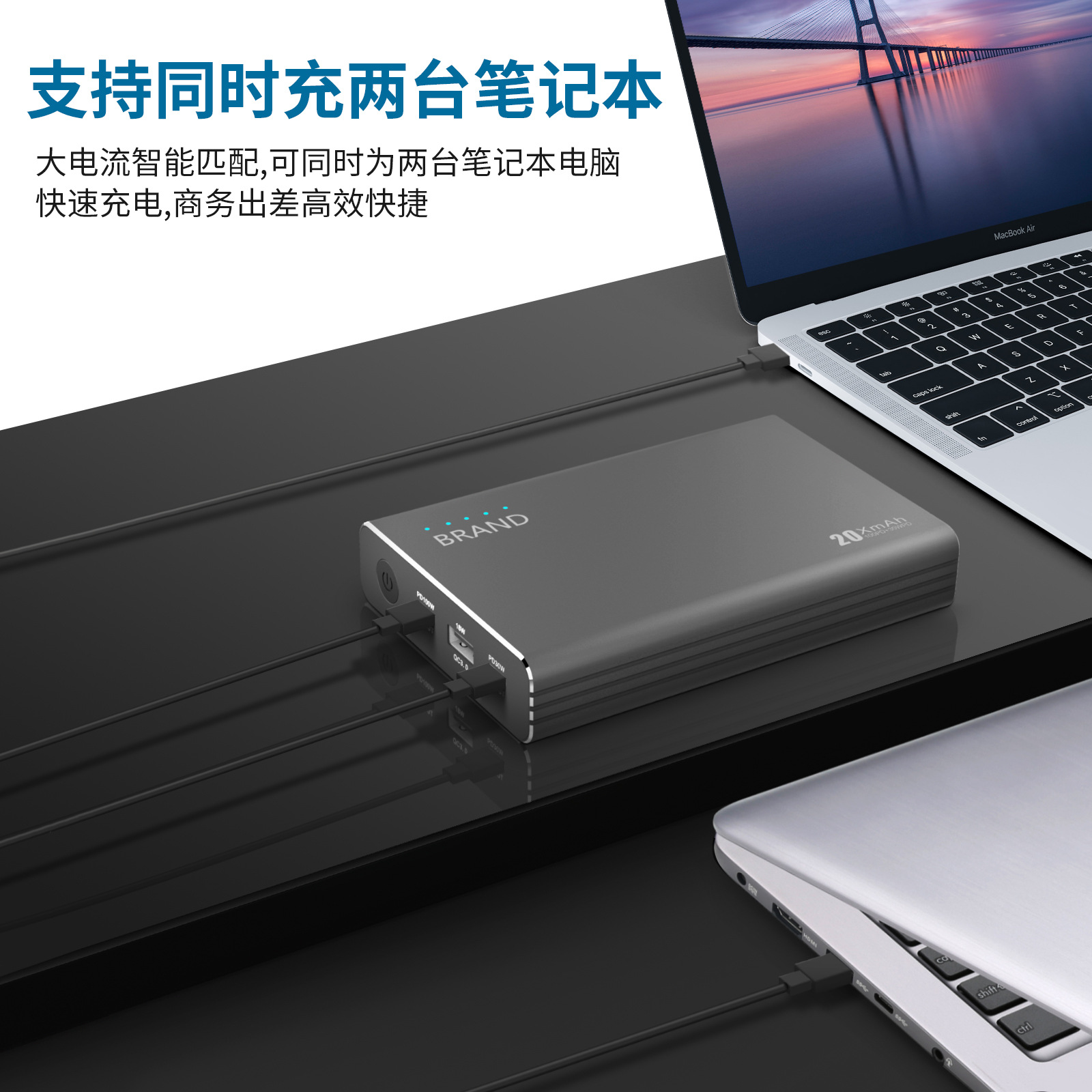 20000mAh dual PD100W+30W dual Type-C port KC certified fast charging power bank details Picture