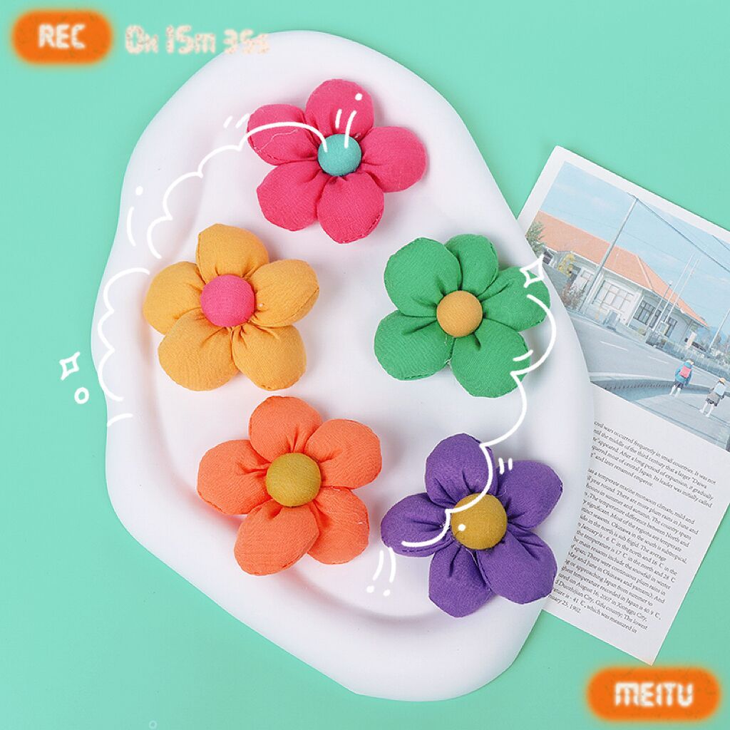 Mori Fabric Flower 6Cm Color Hand Sewn Flowers Children's Clothing Hair Hoop Hair Clip Accessories Bag Scarf Diy