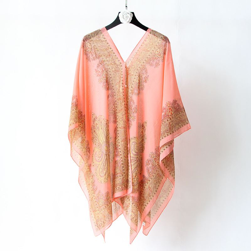 Cross-Border Hot Pick Europe And The United States Cashew Nut Print Sunscreen Cape Summer Fashion Light Luxury New Air-Conditioned Room Chiffon Gauze Scarf Specification drawing