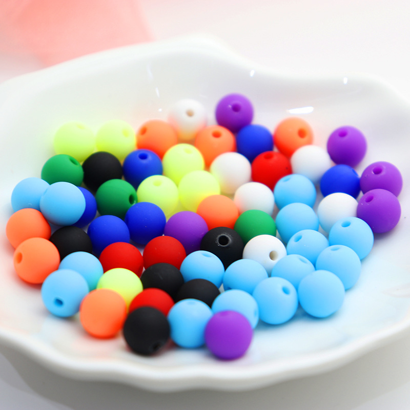 Factory direct sales of 8MM straight-hole tactile lacquered rubber round beads for children's DIY bracelets, necklaces and accessories details Picture
