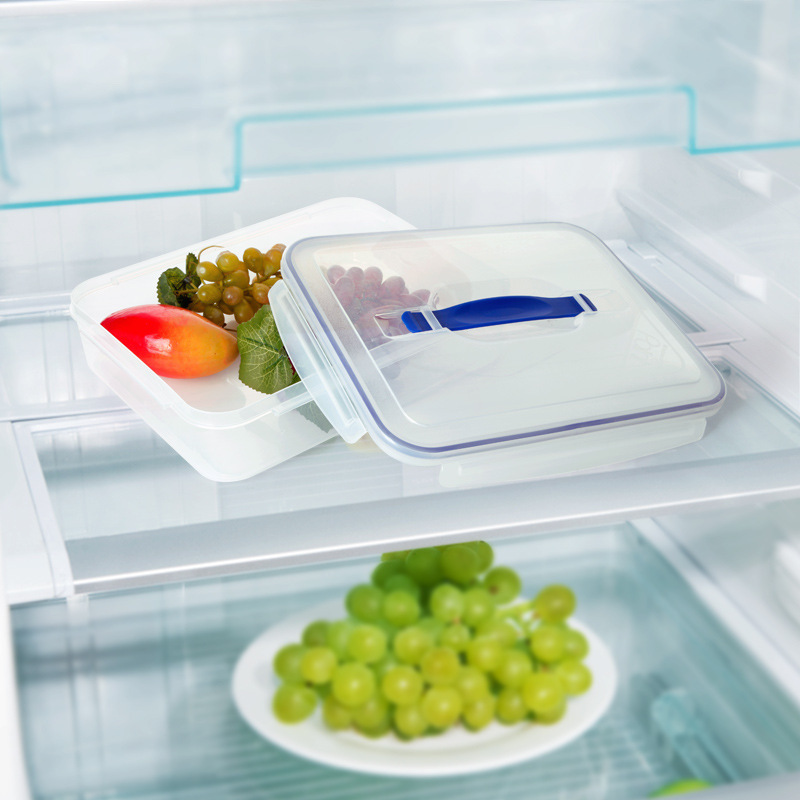 Plastic transparent rectangular food storage box, sealed box, microwave-safe food storage box, insulated lunch box