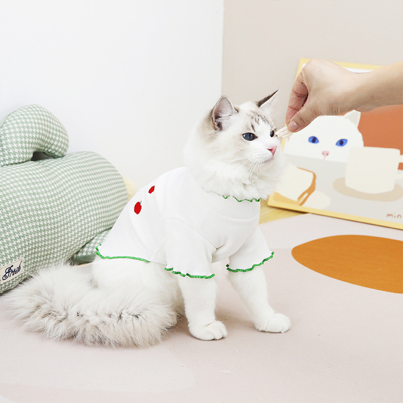 Pet cat naughty Bear base shirt Spring and summer short fur cat clothing, cat and dog pet clothes cross-border consignment Specification image