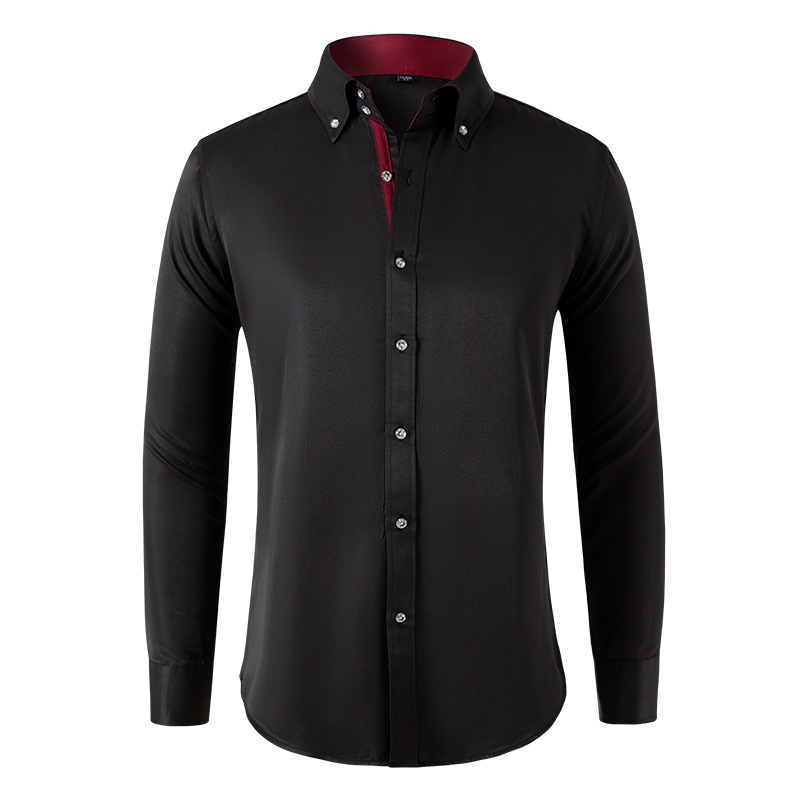 Ouma Cross-border foreign trade Shirt Spring and Autumn New business casual French crystal buckle men's niche long-sleeved shirt Specification image