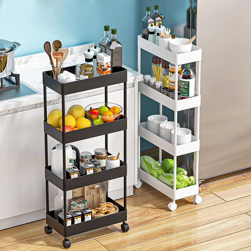 Storage rack trolley, kitchen and bathroom, multi-level snack, bedroom and bathroom, mobile gap storage rack with wheels