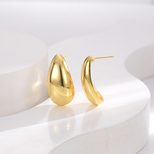 水滴状金色耳环欧美时尚法式新款女vintage耳饰中古饰品一件代发
