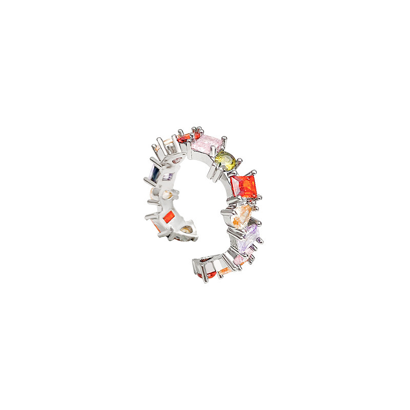 Retro colored and exquisite zircon open ring, women's light luxury adjustable index finger ring, unique and niche ring wholesale Item Picture