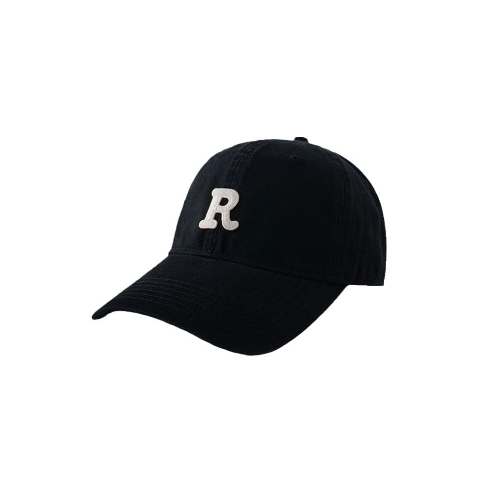 The new large-head baseball cap with a deep top and wide brim, embroidered letters, is a versatile and trendy solid-color baseball cap Item Picture