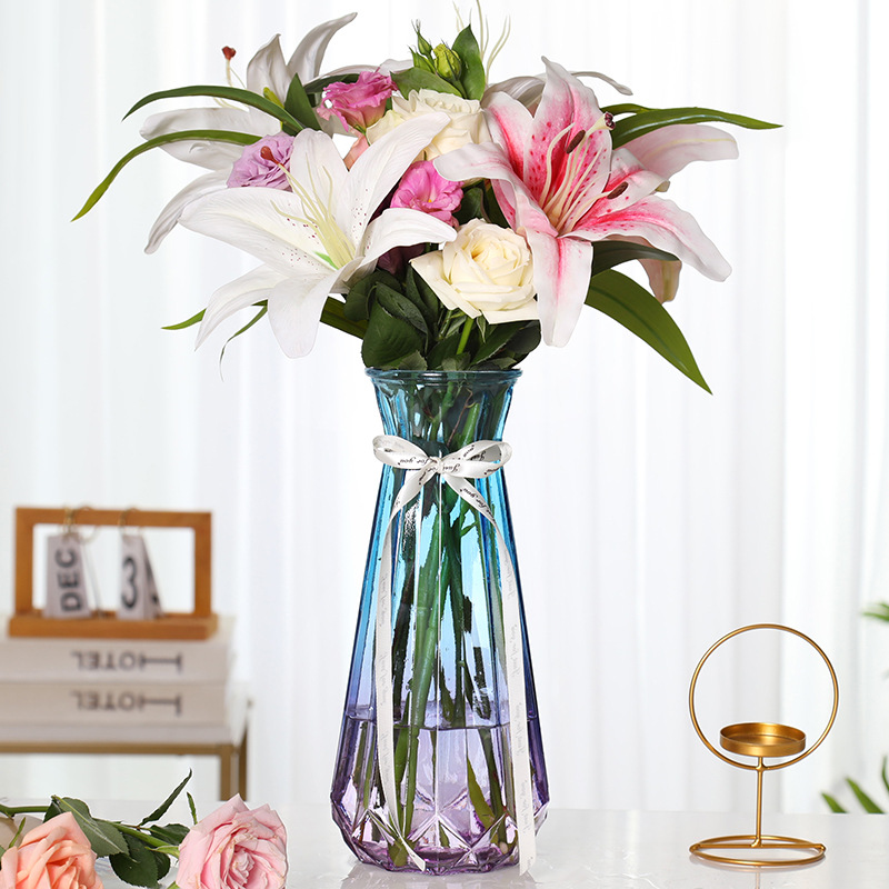 北欧特大号30CM高水培富贵竹玻璃花瓶透明百合插花瓶摆件梓怡细节图
