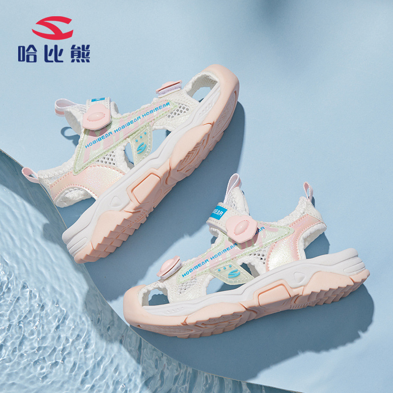 哈比熊童鞋2022夏季新款包头凉鞋男童休闲沙滩鞋女童凉鞋现货代发详情图2