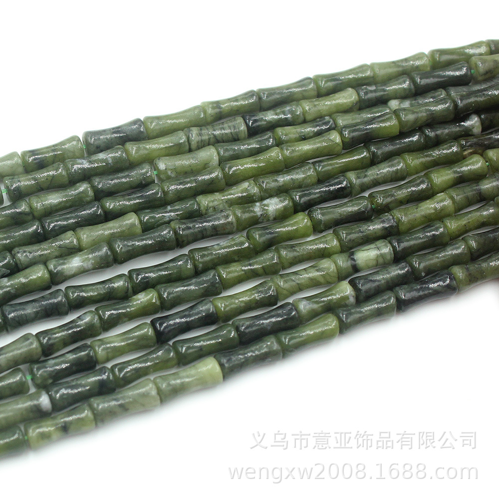 竹节橄榄石串珠手链配珠天然石绿色竹子散珠古风发簪DIY材料批发图
