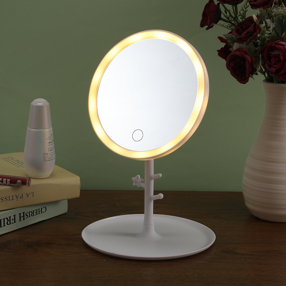 全方位LED照明圆形创意树枝状美妆镜收纳托盘个人护理女用日用百货卫浴洗漱用品详情7