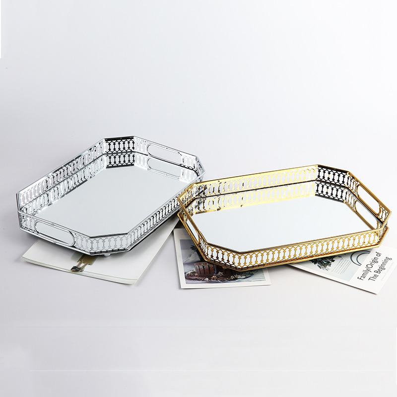 Nordic Retro Style Metal Glass Fruit Tray Cake Dessert Tray Table Storage Tray Hotel Home Decoration Item Picture