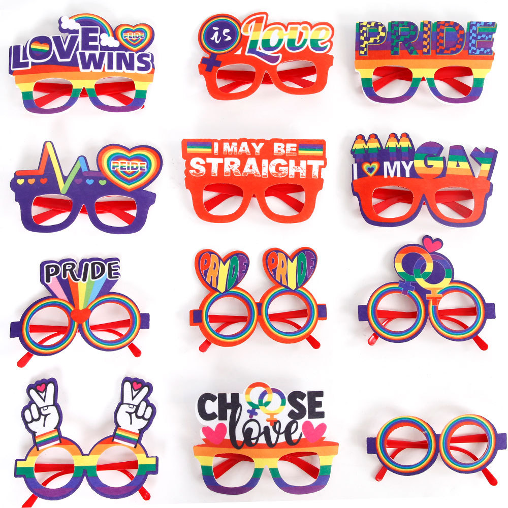 新款自豪日眼镜同性恋爱骄傲月派对聚会拍照道具PrideDay彩虹眼镜图