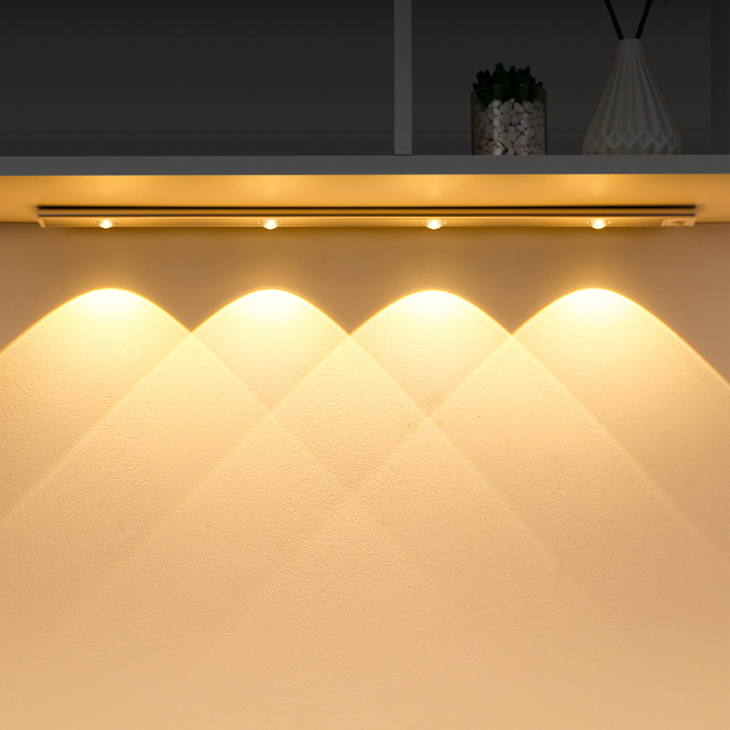 Long strip sensor wardrobe light, night light, smart wardrobe light, radar sensor wardrobe light, warm white light, charging desk lamp Application Scenario