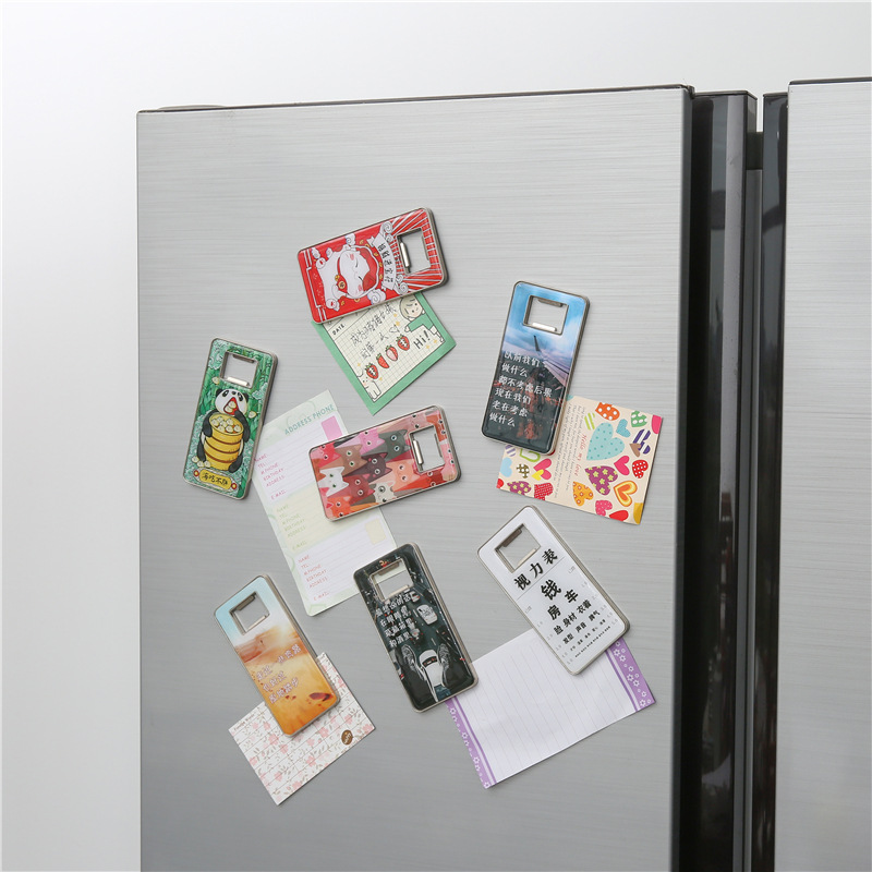 Wow Custom rectangular bottle opener, refrigerator sticker magnetic attraction, personalized magnetic sticker, new creative beer bottle opener details Picture
