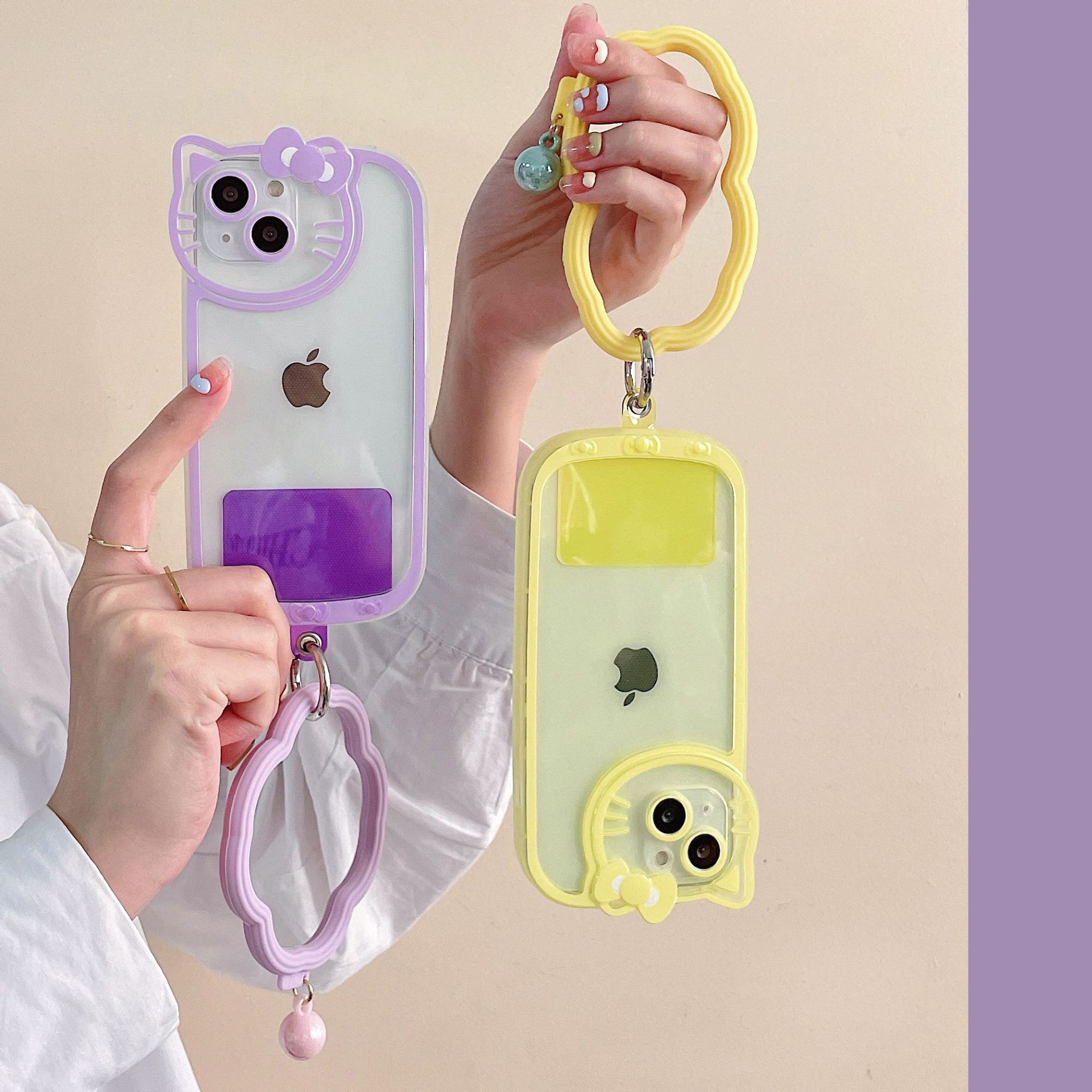 Japan South Korea Small Fresh Flowers Solid Color Personality Creative Clip Mobile Phone Lashings Silicone Anti-Fall Ring Wrist Strap Pearl Pendant Ring Universal Mobile Phone Shell Gasket Card Jewelry Pendant Female Model