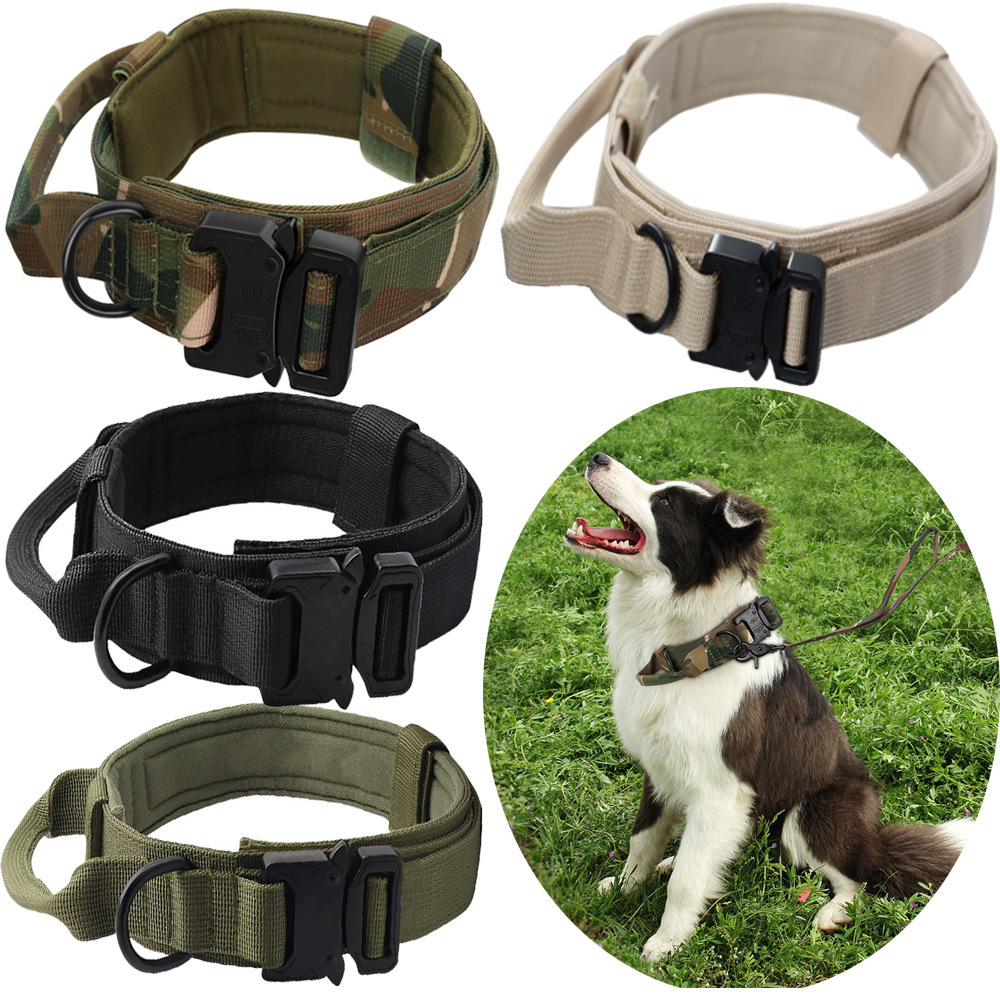 Pet collar leash, outdoor dog leash, large and medium-sized dog training tactical camouflage collar dog leash